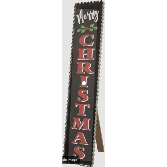 New! Merry Christmas Wooden Black Red Porch Sign Glitzhome Holiday Festive 36" - Picture 5 of 7